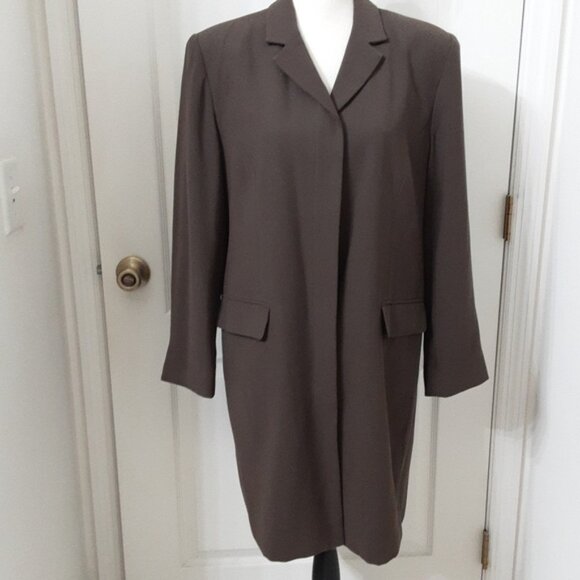 Norton McNaughton Size 14 Vintage Dark Taupe Midi Length Blazer, EUC - Picture 2 of 14